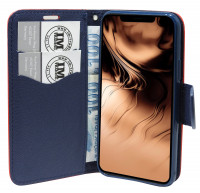 cofi1453® Buch Tasche Fancy kompatibel mit iPhone 11 Handy Hülle Etui Brieftasche Schutzhülle mit Standfunktion, Kartenfach Rot-Blau