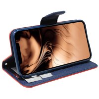 cofi1453® Buch Tasche Fancy kompatibel mit iPhone 11 Pro Handy Hülle Etui Brieftasche Schutzhülle mit Standfunktion, Kartenfach Rot-Blau