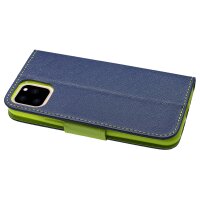 cofi1453® Buch Tasche Fancy kompatibel mit iPhone 11 Pro Max Handy Hülle Etui Brieftasche Schutzhülle mit Standfunktion, Kartenfach Blau-Grün