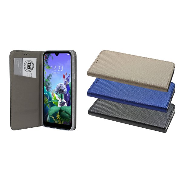 cofi1453® Buch Tasche "Smart" kompatibel mit LG Q60 Handy Hülle Etui Brieftasche Schutzhülle mit Standfunktion, Kartenfach