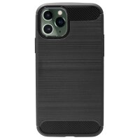 cofi1453® Silikon Hülle Carbon kompatibel mit iPhone 11 Pro Max TPU Case Soft Handyhülle Cover Schutzhülle Schwarz