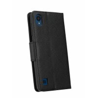 cofi1453® Buch Tasche "Fancy" kompatibel mit ZTE BLADE A5 2019 Handy Hülle Etui Brieftasche Schutzhülle mit Standfunktion, Kartenfach Schwarz