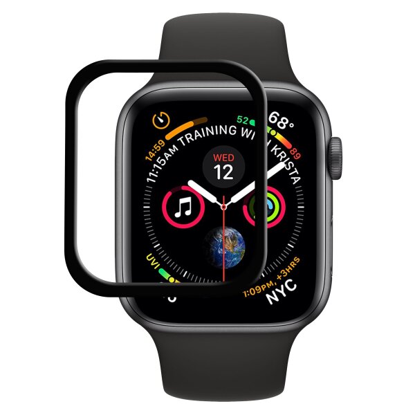 cofi1453® 5D Schutz Glas Tempered Glass kompatibel mit iWatch Apple Watch Series 5 / 4 / 3 / 2 / 1 Panzer Folie 44 42 40 38 mm Vollständig Klebend und Abdeckung