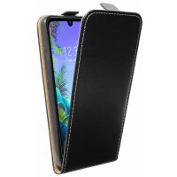 cofi1453® Flip Case kompatibel mit LG Q60 Handy Tasche vertikal aufklappbar Schutzhülle Klapp Hülle Schwarz