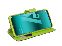 cofi1453® Buch Tasche "Fancy" kompatibel mit SAMSUNG GALAXY A30s (A307F) Handy Hülle Etui Brieftasche Schutzhülle mit Standfunktion, Kartenfach Blau-Grün