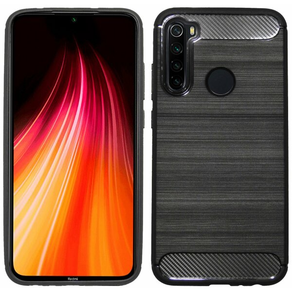 cofi1453® Silikon Hülle Carbon kompatibel mit XIAOMI REDMI NOTE 8 TPU Case Soft Handyhülle Cover Schutzhülle Schwarz