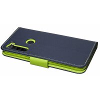 cofi1453® Buch Tasche "Fancy" kompatibel mit XIAOMI REDMI NOTE 8 Handy Hülle Etui Brieftasche Schutzhülle mit Standfunktion, Kartenfach Blau-Grün