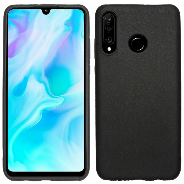 cofi1453® Silikon Hülle Basic kompatibel mit HUAWEI P30 LITE Case TPU Soft Handy Cover Schutz Schwarz