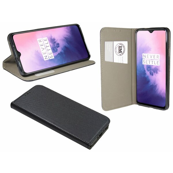 cofi1453® Buch Tasche "Smart" kompatibel mit OnePlus 7 Pro Handy Hülle Etui Brieftasche Schutzhülle mit Standfunktion, Kartenfach Schwarz