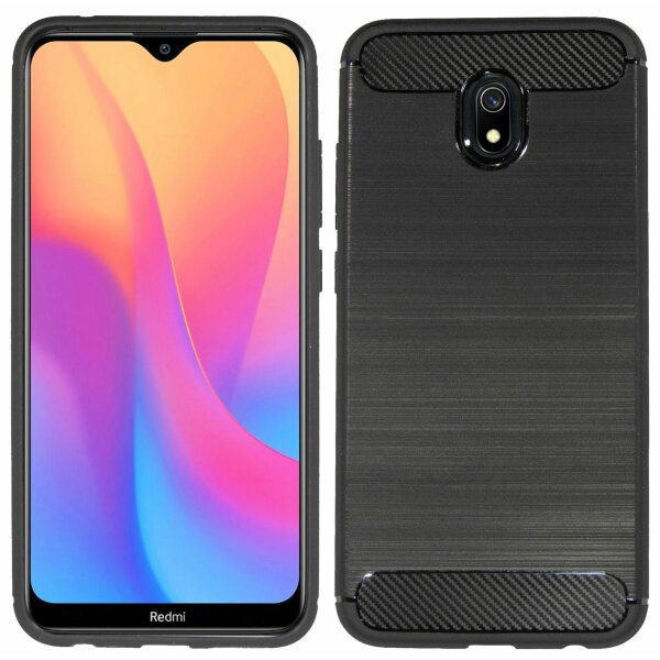 cofi1453® Silikon Hülle Carbon kompatibel mit XIAOMI REDMI 8A TPU Case Soft Handyhülle Cover Schutzhülle Schwarz