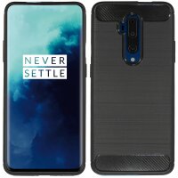 cofi1453® Silikon Hülle Bumer Carbon kompatibel mit OnePlus 7T Pro Case TPU Soft Handyhülle Cover Schutzhülle Schwarz