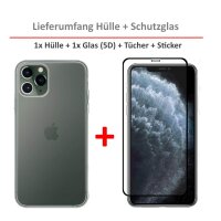 Silikon Hülle Bumper Case Transparent + 5D Full Cover Schutzglas Panzerfolie kompatibel mit