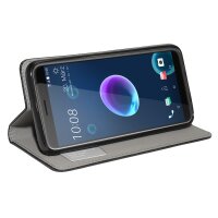 cofi1453® Buch Tasche "Smart" kompatibel mit HTC DESIRE 12 Handy Hülle Etui Brieftasche Schutzhülle mit Standfunktion, Kartenfach Schwarz