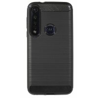 cofi1453® Silikon Hülle Carbon kompatibel mit MOTOROLA MOTO G8 PLUS TPU Case Soft Handyhülle Cover Schutzhülle Schwarz