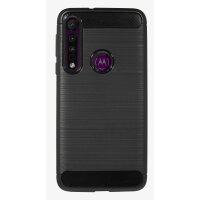 cofi1453® Silikon Hülle Carbon kompatibel mit MOTOROLA ONE MACRO TPU Case Soft Handyhülle Cover Schutzhülle Schwarz