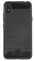 Silikon Hülle Bumper Carbon kompatibel mit LG K20 (2019) Case TPU Soft Handyhülle Cover Schutzhülle Schwarz