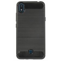 Silikon Hülle Bumper Carbon kompatibel mit LG K20 (2019) Case TPU Soft Handyhülle Cover Schutzhülle Schwarz