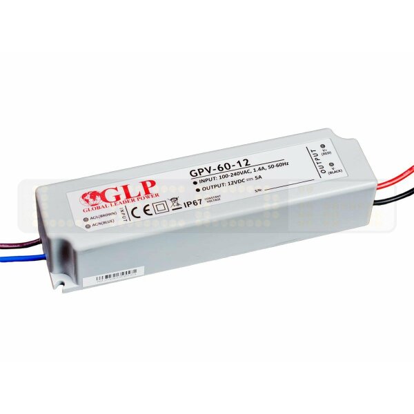 LED Trafo 60W 5A 12V Netzteil IP67 Wasserdicht Transformator Treiber für LED Streifen Beleuchtung