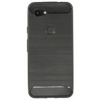 cofi1453® Silikon Hülle Bumper Carbon kompatibel mit GOOGLE PIXEL 3A Case TPU Soft Handyhülle Cover Schutzhülle Schwarz