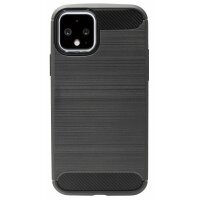 cofi1453® Silikon Hülle Bumper Carbon kompatibel mit GOOGLE PIXEL 4 Case TPU Soft Handyhülle Cover Schutzhülle Schwarz