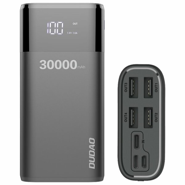 Powerbank 30000mAh Extrem Hohe Kapazität, Externer Akku mit 4 Output USB Schnellladung Max 4A , Akkupack mit LED Anzeige Externes Ladegerät kompatibel mit Handy, Tablet, Smartphone