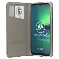 cofi1453®  Elegante Buch-Tasche Hülle Smart Magnet kompatibel mit MOTOROLA MOTO G8 PLUS Leder Optik Wallet Book-Style Cover Schale in Schwarz