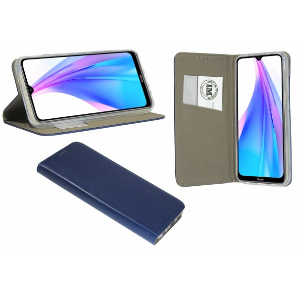 cofi1453®  Elegante Buch-Tasche Hülle Smart Magnet kompatibel mit XIAOMI REDMI NOTE 8T Leder Optik Wallet Book-Style Cover Schale in Blau