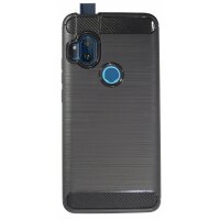 cofi1453® Silikon Hülle Carbon kompatibel mit MOTOROLA ONE HYPER Case TPU Soft Handyhülle Cover Schutzhülle Schwarz