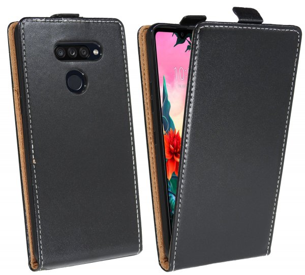 cofi1453® Flip Case kompatibel mit LG K50S Handy Tasche vertikal aufklappbar Schutzhülle Klapp Hülle Schwarz