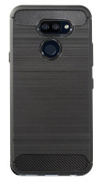cofi1453® Silikon Hülle Bumper Carbon kompatibel mit LG K40S Case TPU Soft Handyhülle Cover Schutzhülle Schwarz