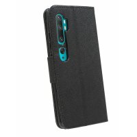 cofi1453® Buch Tasche "Fancy" kompatibel mit XIAOMI MI NOTE 10 Handy Hülle Etui Brieftasche Schutzhülle mit Standfunktion, Kartenfach Schwarz