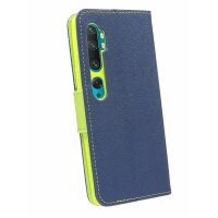 cofi1453® Buch Tasche "Fancy" kompatibel mit XIAOMI MI NOTE 10 Handy Hülle Etui Brieftasche Schutzhülle mit Standfunktion, Kartenfach Blau-Grün