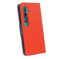 cofi1453® Buch Tasche "Fancy" kompatibel mit XIAOMI MI NOTE 10 Handy Hülle Etui Brieftasche Schutzhülle mit Standfunktion, Kartenfach Rot-Blau