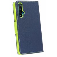 cofi1453® Buch Tasche "Fancy" kompatibel mit Huawei Nova 5T Handy Hülle Etui Brieftasche Schutzhülle mit Standfunktion, Kartenfach Blau-Grün