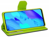 cofi1453® Buch Tasche "Fancy" kompatibel mit Huawei Nova 5T Handy Hülle Etui Brieftasche Schutzhülle mit Standfunktion, Kartenfach Blau-Grün
