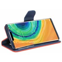 cofi1453® Buch Tasche "Fancy" kompatibel mit HUAWEI MATE 30 PRO Handy Hülle Etui Brieftasche Schutzhülle mit Standfunktion, Kartenfach Rot-Blau