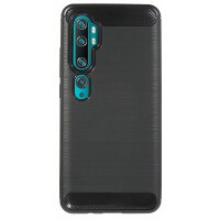 cofi1453® Silikon Hülle Carbon kompatibel mit XIAOMI MI NOTE 10 PRO TPU Case Soft Handyhülle Cover Schutzhülle Schwarz