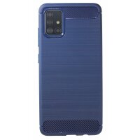 cofi1453® Silikon Hülle Bumper Carbon kompatibel mit SAMSUNG GALAXY A51 A515F Case TPU Soft Handyhülle Cover Schutzhülle Blau