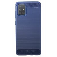 cofi1453® Silikon Hülle Bumper Carbon kompatibel mit SAMSUNG GALAXY A71 A715F Case TPU Soft Handyhülle Cover Schutzhülle in Blau