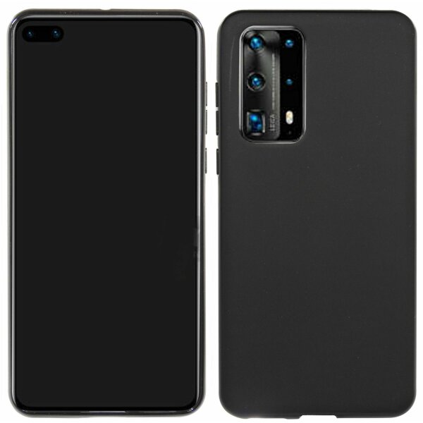 cofi1453® Silikon Hülle Basic kompatibel mit HUAWEI P40 Case TPU Soft Handy Cover Schutz Schwarz