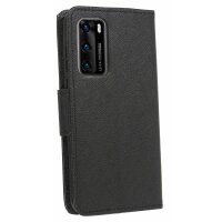 cofi1453® Buch Tasche "Fancy" kompatibel mit Huawei P40 Handy Hülle Etui Brieftasche Schutzhülle mit Standfunktion, Kartenfach Schwarz