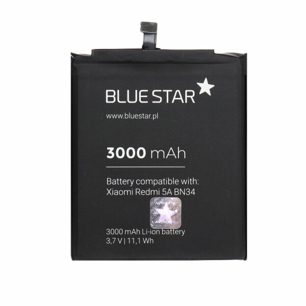 Bluestar Akku Ersatz kompatibel mit Xiaomi Redmi 5A 3000mAh Li-lon Austausch Batterie Accu BN34