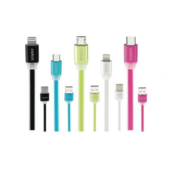 Sunnix 1,2m Softtouch USB Typ C / iOS Lightning / Micro-USB Ladekabel Datenkabel Kabel Ladegerät Schwarz