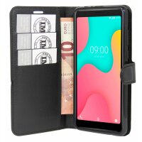 cofi1453® Buch Tasche "Fancy" kompatibel mit WIKO Y60 Handy Hülle Etui Brieftasche Schutzhülle mit Standfunktion, Kartenfach Schwarz