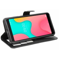 cofi1453® Buch Tasche "Fancy" kompatibel mit WIKO Y60 Handy Hülle Etui Brieftasche Schutzhülle mit Standfunktion, Kartenfach Schwarz