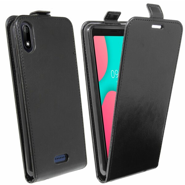 cofi1453® Flip Case kompatibel mit WIKO Y60 Handy Tasche vertikal aufklappbar Schutzhülle Klapp Hülle Schwarz