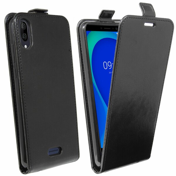 cofi1453® Flip Case kompatibel mit WIKO Y80 Handy Tasche vertikal aufklappbar Schutzhülle Klapp Hülle Schwarz