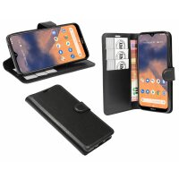 cofi1453® Buch Tasche "Fancy" kompatibel mit NOKIA 2.3 Handy Hülle Etui Brieftasche Schutzhülle mit Standfunktion, Kartenfach Schwarz