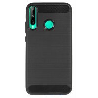 cofi1453® Silikon Hülle Bumper Carbon kompatibel mit HUAWEI P40 LITE E Case TPU Soft Handyhülle Cover Schutzhülle Schwarz