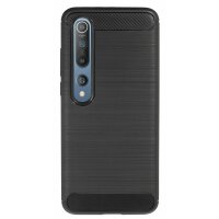 cofi1453® Silikon Hülle Bumper Carbon kompatibel mit XIAOMI MI 10 PRO Case TPU Soft Handyhülle Cover Schutzhülle Schwarz